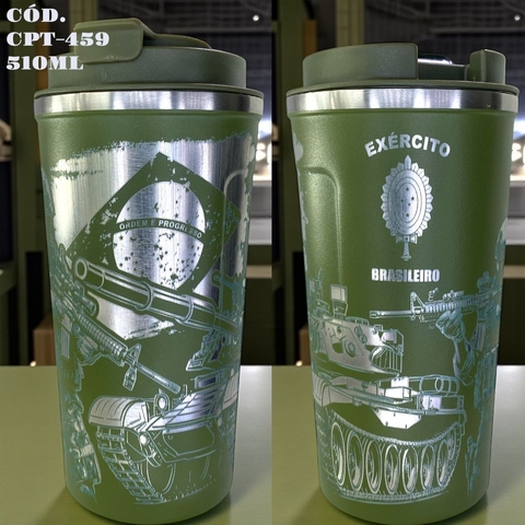 Copo Exército Brasileiro Digital Térmico 510ml Tampa com Medidor de Temperatura