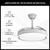 Ventilador De Techo Retráctil Con Luz Cálida Y Fría 4 Aspas Estructura Blanco Aspas Transparentes Diámetro 48 Cm Frecuencia 50hz Material De Las Aspas Plástico Dinax Vdtcfhb002bk - comprar online