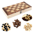 Juego De Ajedrez Damas Backgammon Tablero De Madera 29 Cm