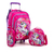 Mochila Con Carro + Lunchera + Cartuchera Set Escolar Rosa