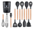Set Kit X12 Utensilios Cocina Mango Madera Punta Silicona