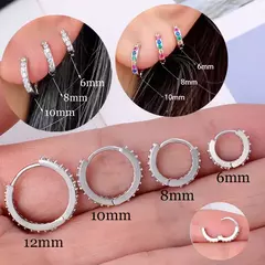 Par de pendientes de aro minimalistas de acero inoxidable, Zirconita. - tienda online