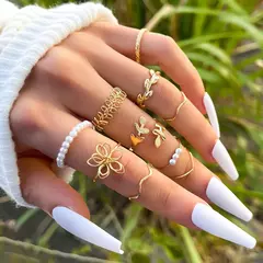 Conjunto de anillos de flores. - comprar online