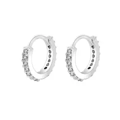 Imagen de Par de pendientes de aro minimalistas de acero inoxidable, Zirconita.