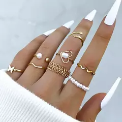 Conjunto de anillos de flores. - tienda online