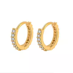 Par de pendientes de aro minimalistas de acero inoxidable, Zirconita.