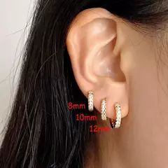 Par de pendientes de aro minimalistas de acero inoxidable, Zirconita.