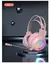Fone de ouvido headset para jogos G58 g60 rosa com microfone flexível e iluminação RGB circular