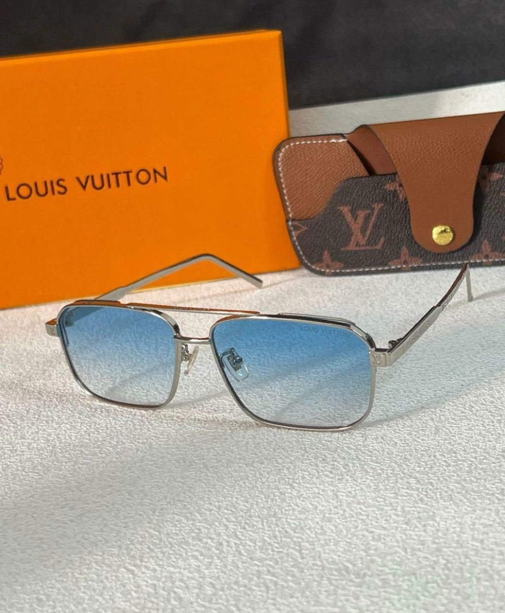 Óculos de Sol Louis Vuitton Cinza Lente Azul Linha Italiana