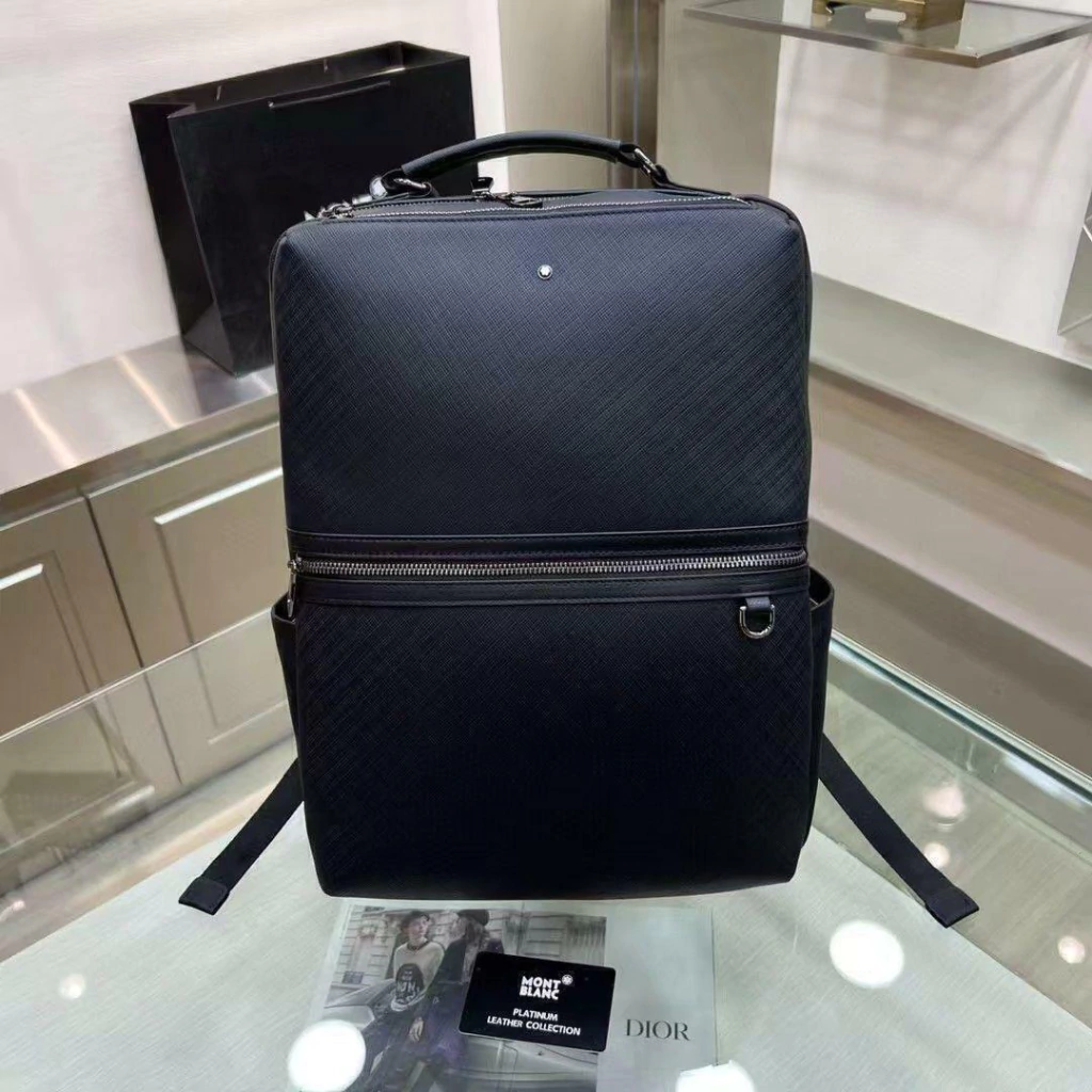 Mochila Executiva Montblanc em Couro Preto Linha Italiana