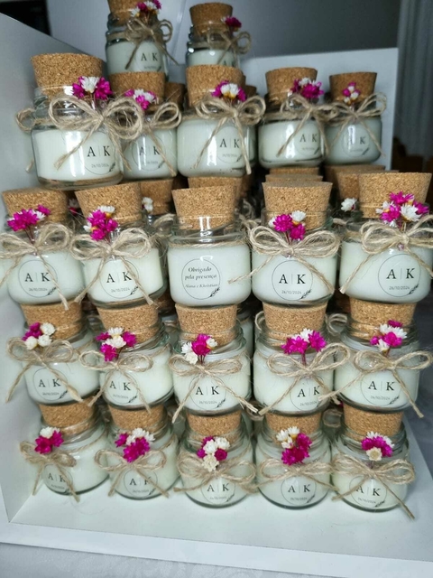 vela de vidrinhos com tampa em rolha