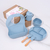 Set Alimentacion Bebe Antideslizante Silicona Celeste Celeste