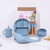 Set Alimentacion Bebe Antideslizante Silicona Celeste Celeste - comprar online