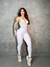 Macacão Legging Ondas Branco Tiras - Detalhe Poá Branco