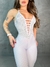 Macacão Legging Ondas Branco Tiras - Detalhe Poá Branco - comprar online