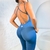 Macacão Legging Decote Strappy Azul Petróleo - comprar online