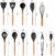 Jogo Kit com 12 Peças Utensílios De Cozinha Colheres Espátula Silicone Cabo M na internet