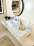 Bancada Porcelanato Polido Carrara com Cuba de Apoio em Mármore Sintético Branco 1,30 x 0,12 x 0,48 - comprar online