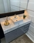 Conjunto Cava em laca Cinza com Bancada Porcelanato Carrara e Cuba de Apoio Branca 1,20 x 0,48 -  Zima Oficial Móveis e Porcelanataria