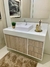 Conjunto Cava MDF Carvalho/Branco com Bancada Porcelanato Branco e Cuba de Apoio Branca 1,00 x 0,48 - loja online