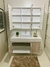 Conjunto Cava MDF Carvalho/Branco com Bancada Porcelanato Branco e Cuba de Apoio Branca 1,00 x 0,48 -  Zima Oficial Móveis e Porcelanataria