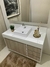 Conjunto Cava MDF Carvalho/Branco com Bancada Porcelanato Branco e Cuba de Apoio Branca 1,20 x 0,48 na internet