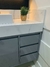 Conjunto Cava em laca Cinza com Bancada Porcelanato Carrara e Cuba de Apoio Branca 0,80 x 0,48 -  Zima Oficial Móveis e Porcelanataria