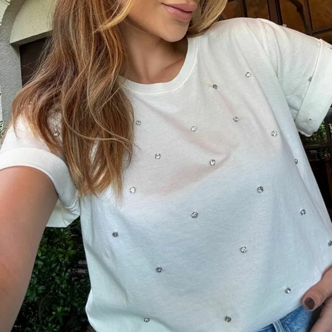 White Liz T-Shirt with Appliques