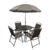 Juego De Jardin 4 Sillas + Mesa Redonda Vidrio + Sombrilla Color Beige