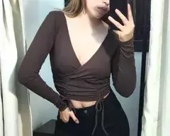 Top Escote V Frunce Ajustable | Lycra Elastizada - comprar online