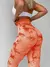 Calça feminina tie-dye sem costura pêssego bunda cintura alta estiramento fitn - GR Ofertas