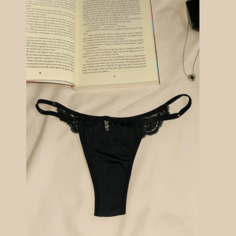 Calcinha Fio Duplo com Regulagem e Detalhe em Renda - Revela.te