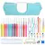 Kit com agulhas de crochê com cabos de borracha colorida. Inclui ganchos de crochê, clipes de costura, agulhas plásticas e tesoura de aço inox. - comprar online
