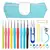 Kit com agulhas de crochê com cabos de borracha colorida. Inclui ganchos de crochê, clipes de costura, agulhas plásticas e tesoura de aço inox. na internet