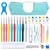 Kit com agulhas de crochê com cabos de borracha colorida. Inclui ganchos de crochê, clipes de costura, agulhas plásticas e tesoura de aço inox. - Vilna Crochê