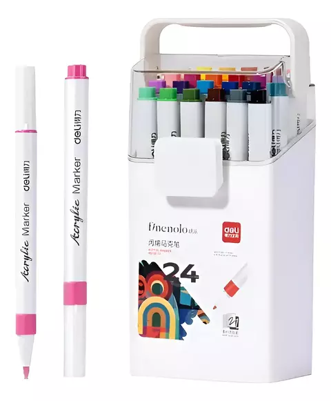 24 Marcadores Acrilicos Deli Finenolo 1 Punta Redonda Caja 24 Surtidos