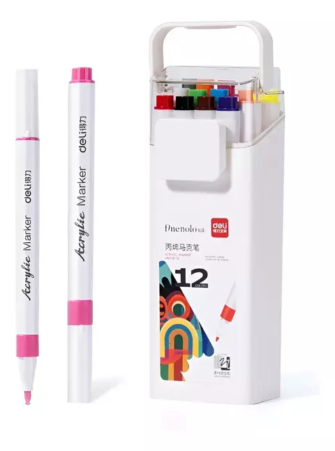 12 Marcadores Acrilicos Deli Finenolo 1 Punta Redonda Caja 12 Surtidos