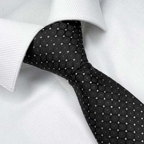 Gravata Jacquard Poliéster Slim Geométrica Bolinhas - comprar online