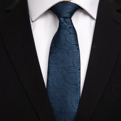 Imagem do Gravata Masculina Com Nó Pronto Azul Paisley