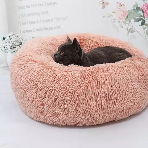 Cama Redonda de Pelúcia para Pets – Ninho Macio e Quentinho para Cães e Gatos | Almofada Aconchegante de Inverno em Tamanhos 50cm, 60cm e 70cm - comprar online
