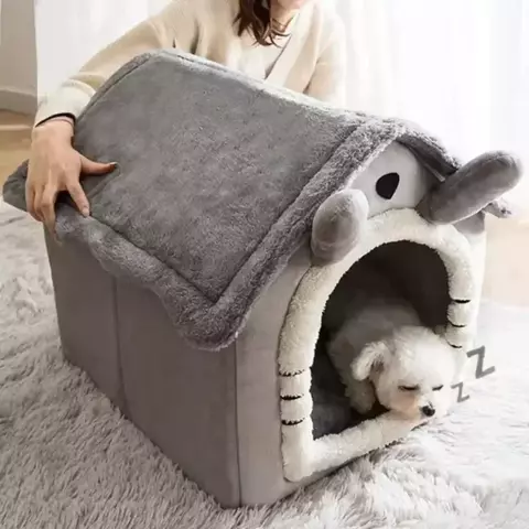 Casa para Cães e Gatos Pequenos e Médios – Quente, Lavável, Macia e Durável | Cama Aconchegante para Todas as Estações. - comprar online