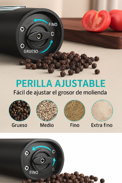Pimentero Eléctrico USB con Luz LED y Moledor de Cerámica - comprar online