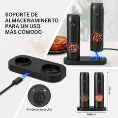Pimentero Eléctrico USB con Luz LED y Moledor de Cerámica - tienda online