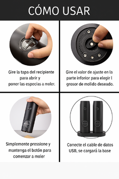 Pimentero Eléctrico USB con Luz LED y Moledor de Cerámica en internet