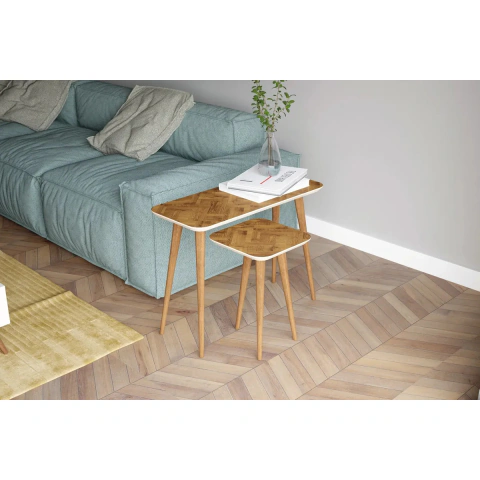 Mesa Auxiliar De Apoyo Living Moderna Patas Macizas