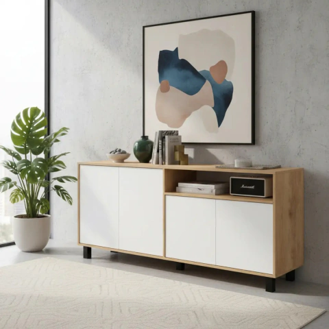 Vajillero Bahiut Aparador Rack De Tv Moderno Comoda 4 Ptas