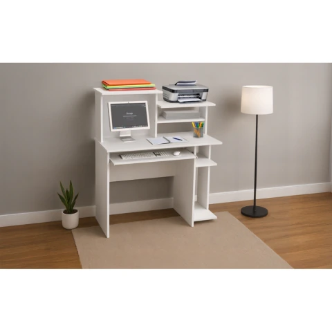 Escritorio Mesa De Pc C/ Alzada Mueble Organizador Melamina