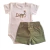 Conjunto Body manga Curta e Bermuda Dino| Verde