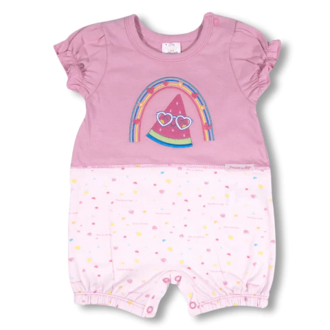 Macacão Curto com Bordado Arco íris | Rose