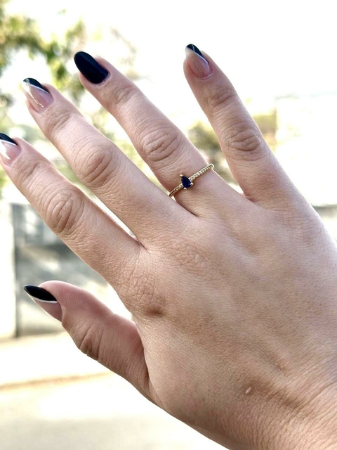 Anel Dolce Amor Safira Azul | Banhado a Ouro 18K - comprar online
